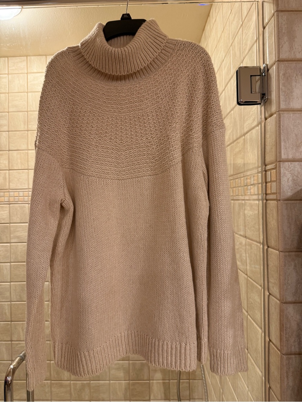 J. Jill Desert Sand Turtleneck Sweater W/ Detailed Gold/Silver Sequins/Threads